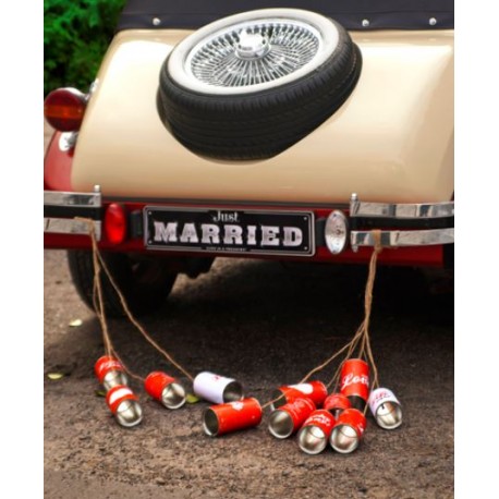 Kartonnen nummerbord Just Married zwart