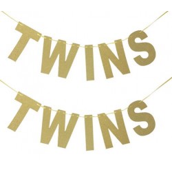 Gouden glitter letterbanner Twins