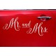 Auto decoratie sticker Mr. and Mrs wit