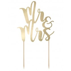 Aantrekkelijk geprijsde bruidstaart topping Mr & Mrs goud met een hoogte van 25,5 cm