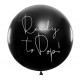 Big Balloon met in sierlijke letters Ready to Pop met roze of blauwe confetti er in