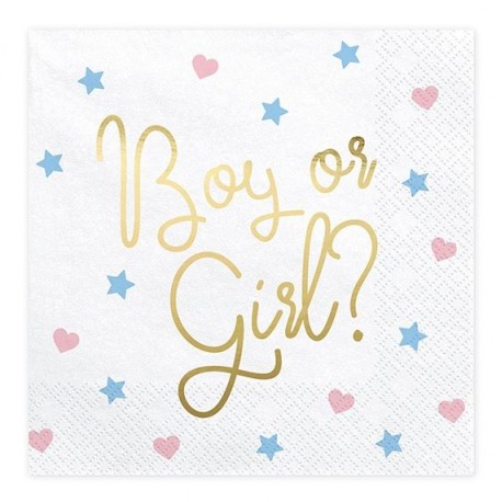 Servetten Boy or Girl pastel and gold