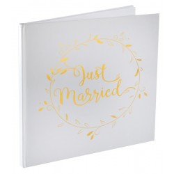 Just Married gastenboek wit met goud