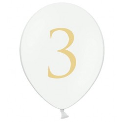 Ballonnen 3 wit met gouden opdruk