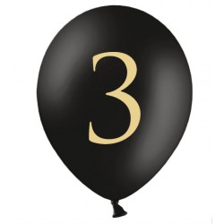 Ballonnen 3 zwart met gouden opdruk
