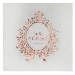 Pak met 20 servetten uit de serie Just Married rosé goud
