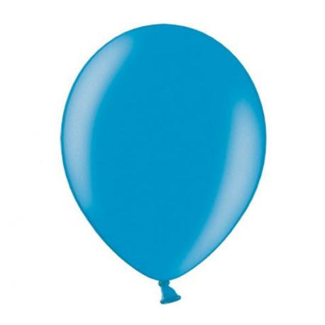 Ballonnen 23 cm caribbean blue metallic extra sterk voor helium of lucht per 10, 20, 50 of 100 stuks