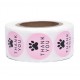 Licht roze stickers met honden poot en de tekst Thank You