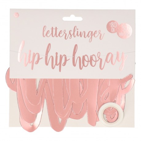 Letterslinger glanzend rose-goud Hip Hip Hooray