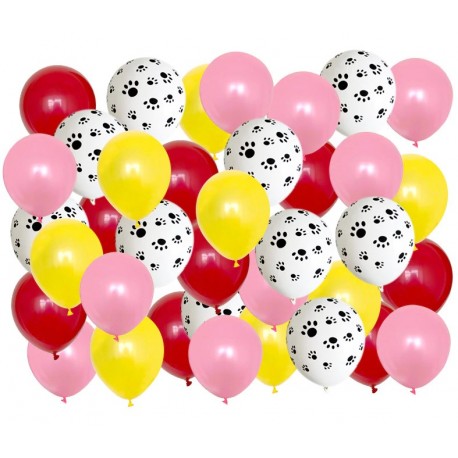 Honden ballon mix roze rood geel 40-delig