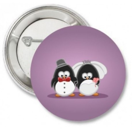 Button Pinguin Love purple