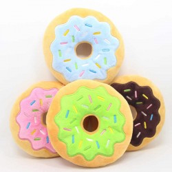 Honden speelgoed in de vorm van een pluche donut in diverse kleuren