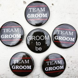 6 delige Button set Groom to Be en Team Groom