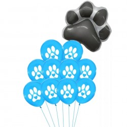 11-delige set Honden ballonnen Paws blauw