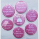 Set met 7x Button Lid van het Vrijgezellenteam roze en 1x Bride to Be roze