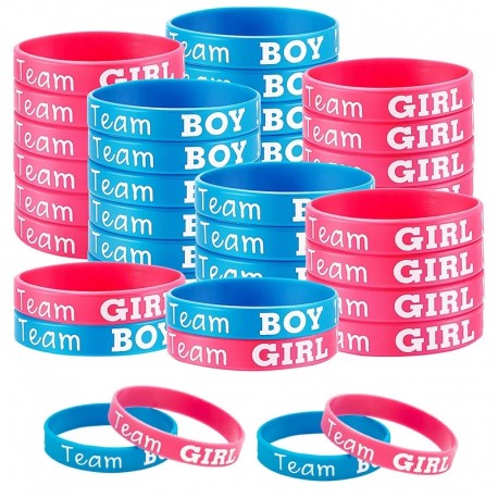 Set met 12 elastische rubberen armbanden Team Boy en Team Girl