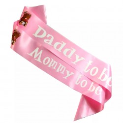 Babyshower sjerpen set Mommy en Daddy to be met beertjes roze