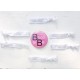 Set met 6 elastische armbanden wit met zilver opdruk Team Bride en 1 button Bride to Be