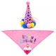 Honden verjaardagset 2-delig It's my Birthday roze met feestmuts en bandana