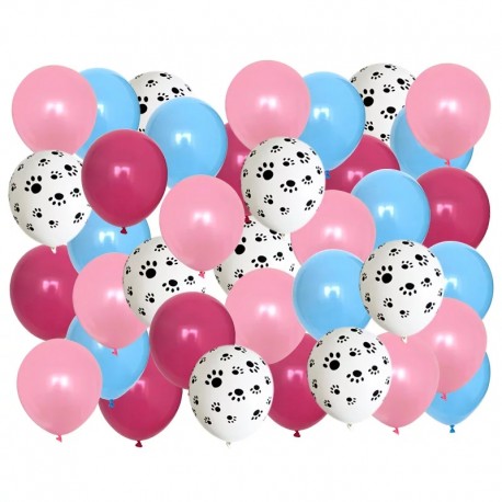 Honden ballon mix 40-delig blauw licht en donker roze wit zwart