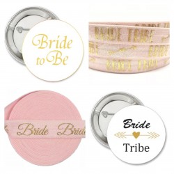 16-delige vrijgezellenfeest set Bride Tribe roze met goud