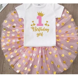2-delig 1e verjaardag setje Birthday Princess Pink White and Gold