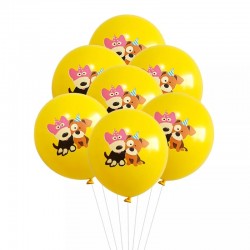 7 Ballonnen Happy Birthday Dog geel