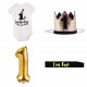 Cakesmash kleding en decoratie set My First Birthday zwart wit en goud