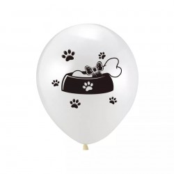 Pak met 6 witte ballonnen All For the Dog