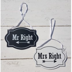 Mr Right and Mrs Right houten decoratie borden