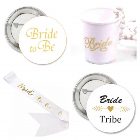 Vrijgezellenfeest set Bride to Be met shotglas buttons en sjerp