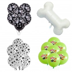 20-delige honden ballonnen set Happy Dog zwart wit groen