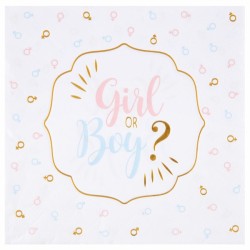 Babyshower servetten Boy or Girl roze blauw wit goud