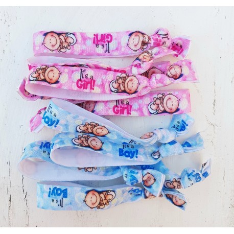 10 elastische gender reveal armbanden It's a Girl en It's a Boy Happy