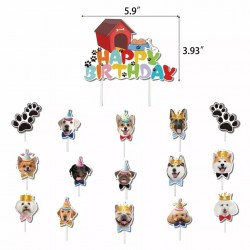 9-delige cupcake en taart topper set Happy Birthday Dogs