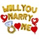 19-delige ballonnen set Will You Marry Me goud met rood