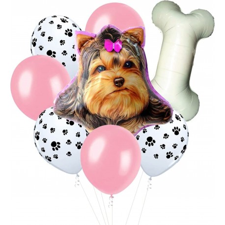 8-delige honden ballonnen decoratie set Yorkshire Terrier