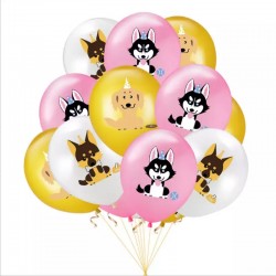 10 ballonnen Happy Dogs roze goud en wit