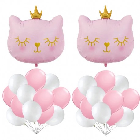 Fancy Cat roze goud wit 26-delig ballon pakket