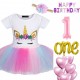 Cakesmash 1e verjaardag set Happy Birthday Charming Unicorn roze paars zilver goud en wit