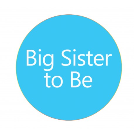 Button Big Sister to Be blauw met wit