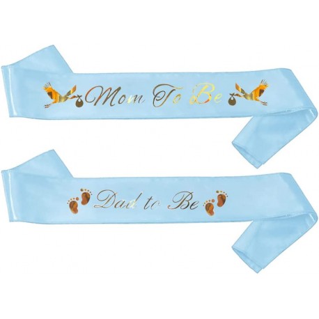 Babyshower of genderreveal sjerpen set Mommy en Daddy to Be blauw met goud