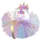 3-delig eerste verjaardag cakemsmash setje Unicorn wit goud paars roze met tutu,