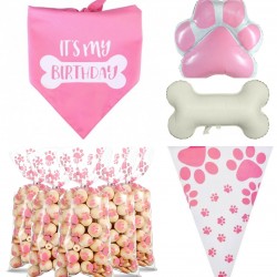 Honden party set It's my Birthday roze 29-delig