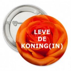  Button of sleutelhanger Oranje Koninginnedag Roos met de mogelijkheid van een eigen tekst