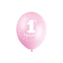 5 Cakesmash Ballonnen 1st Birthday Roze 30 cm