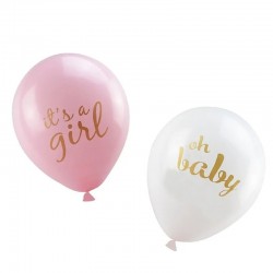 10 Babyshower of genderreveal ballonnen roze en wit