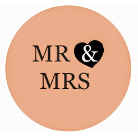 Button Mr & Mrs zalm met zwart