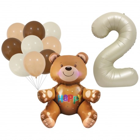 Ballon pakket Happy Second Birthday Bear 12-delig