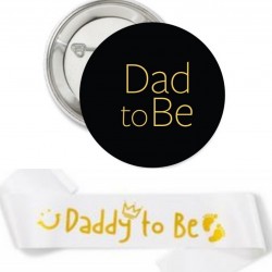 Sjerp en button set Daddy to Be wit, zwart en goud